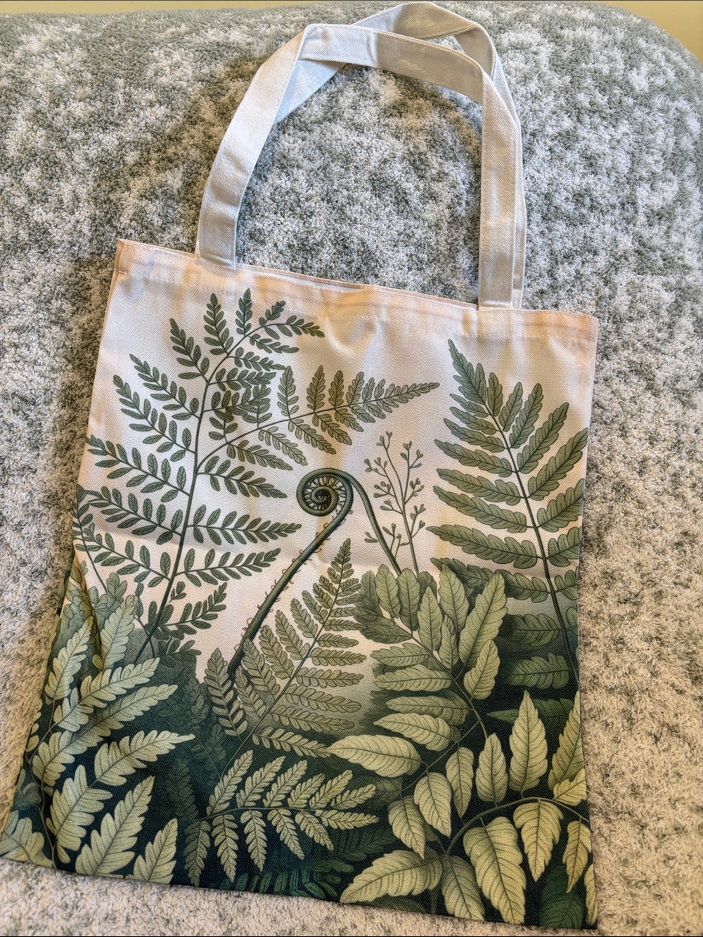 Wild Fern Forest Cotton Canvas Tote Bag NWT 13.75x15.50”